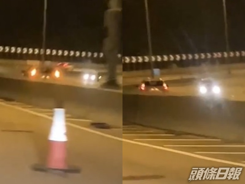 涉案私家車在屯門公路逆綫行駛。「香港突發事故報料區」截圖