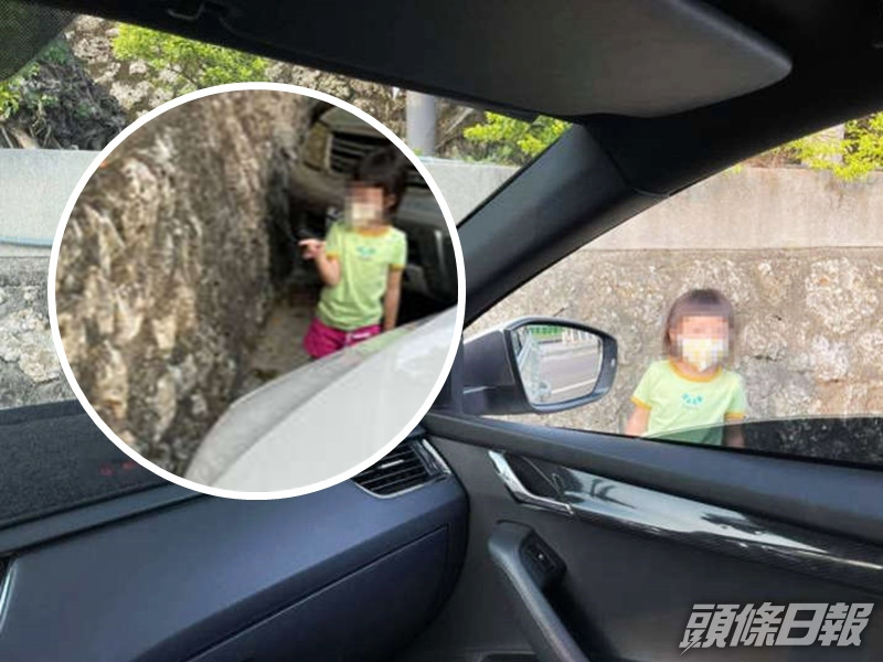 台灣一名母親泊車時,請女兒下車幫忙看著,結果仍直接撞到牆壁。網圖