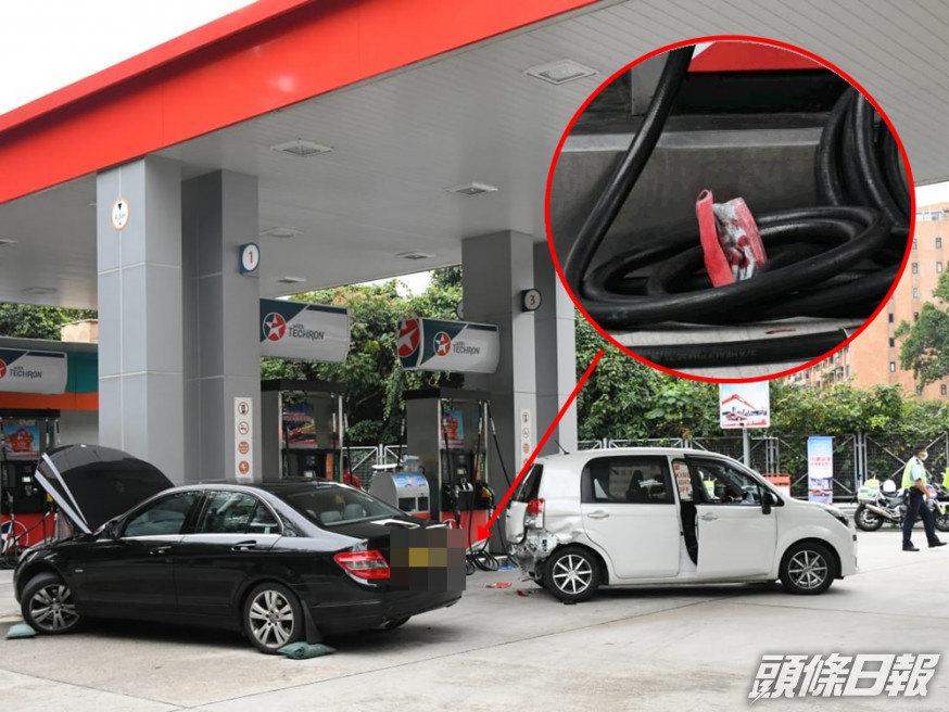 肇事黑色Benz,現場遺下一個染血口罩。資料圖片