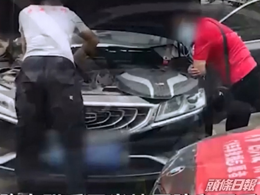 葉先生與徒弟到鄭州修理泡水車,回到廣州後卻被指摘。影片截圖