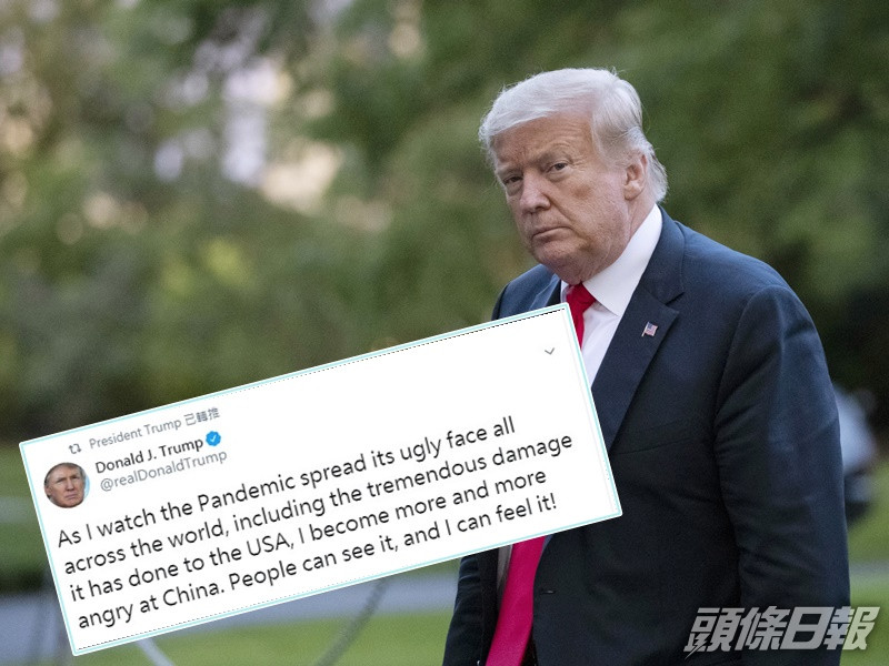 特朗普周二在Twitter發文對中國不滿。AP/ Twitter