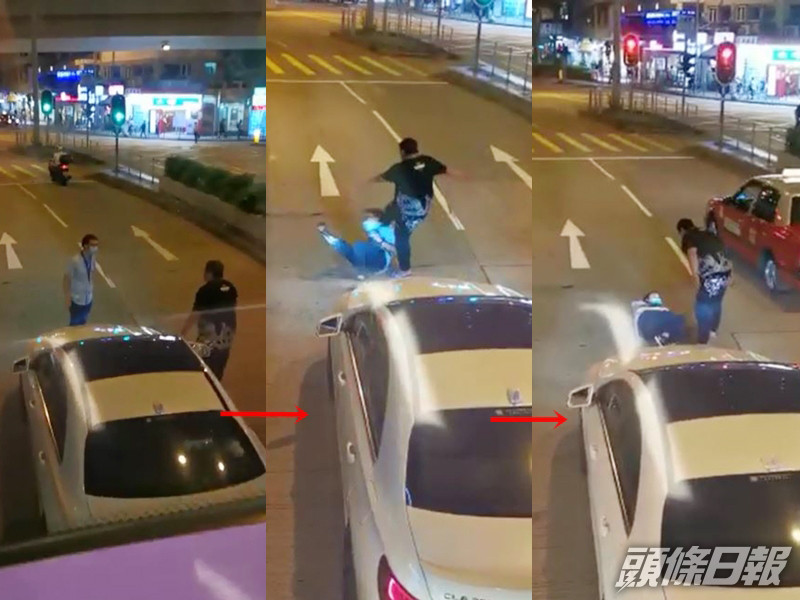 車長遭人推跌,再被人拳打腳踢。 影片截圖