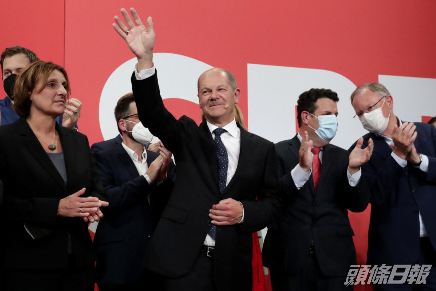 社民黨總理候選人肖爾茨說,社民黨取得巨大成功,選舉結果顯示選民尋求變化。AP圖片