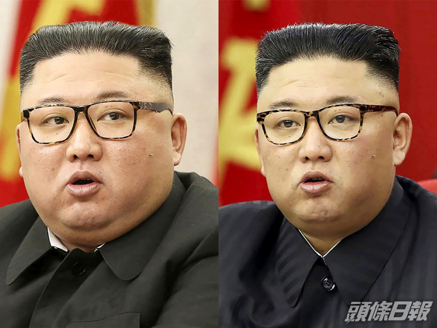 金正恩於2月(左)及6月(右)的對比照。AP圖片