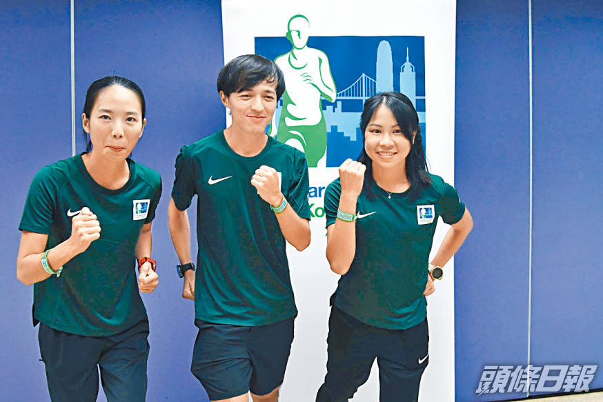 ■魏賡(中)及姚潔貞(右)成為男、女子馬拉松總冠軍大熱。
