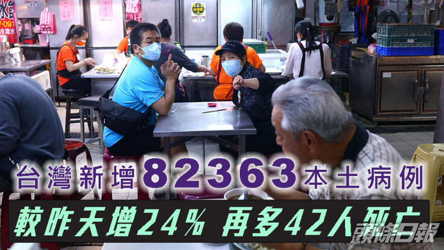 台灣新增82363本土病例，再多42人死亡。路透社圖片