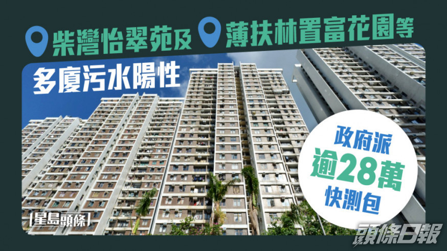柴灣怡翠苑及薄扶林置富花園等多廈污水陽性 政府派逾28萬快測包