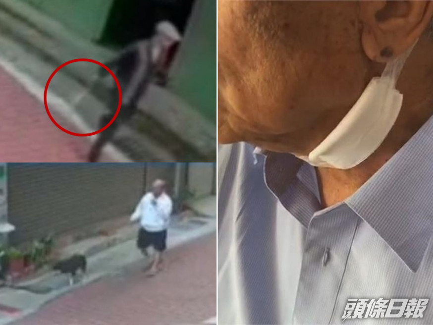 台8旬翁遛狗遭醉漢追斬,頸動脈差點被割斷。(網圖)