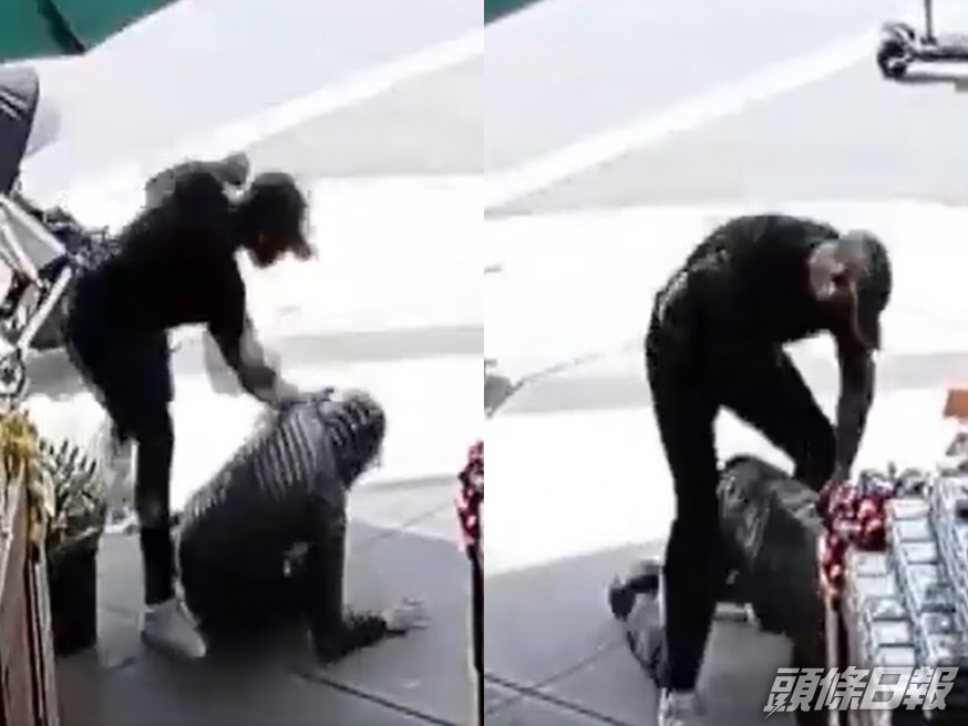 亞裔男子無故被襲。影片截圖