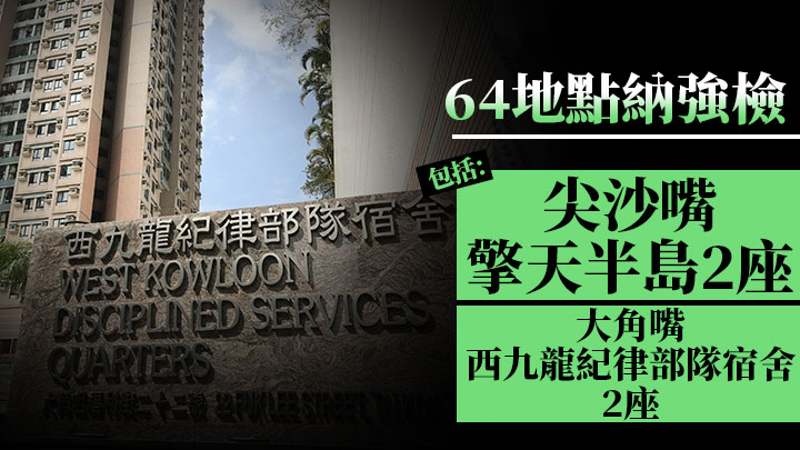 64地點納強檢 尖沙嘴擎天半島2座及大角嘴西九龍紀律部隊宿舍2座上榜(附名單)