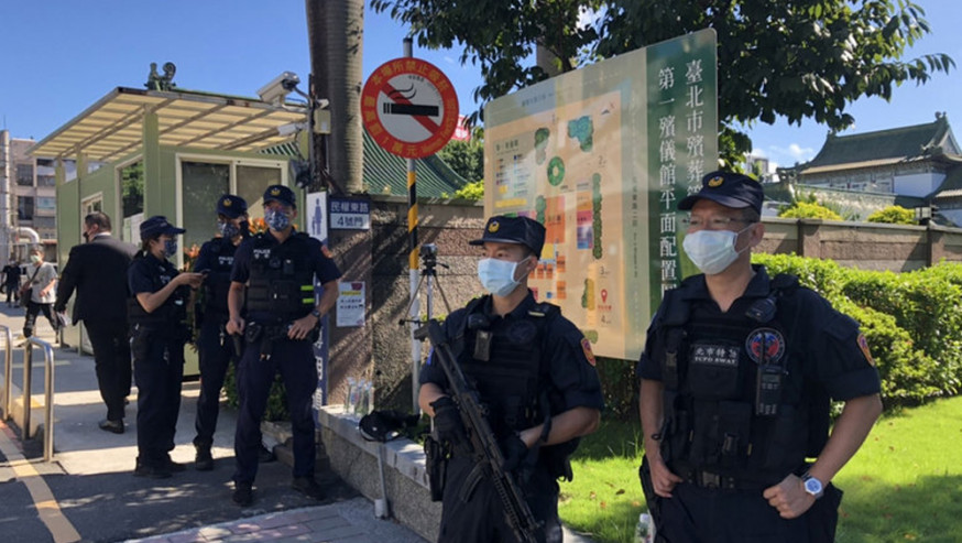 佩洛西訪台遭放炸彈威脅，台北市動員數百警力維安。資料圖片