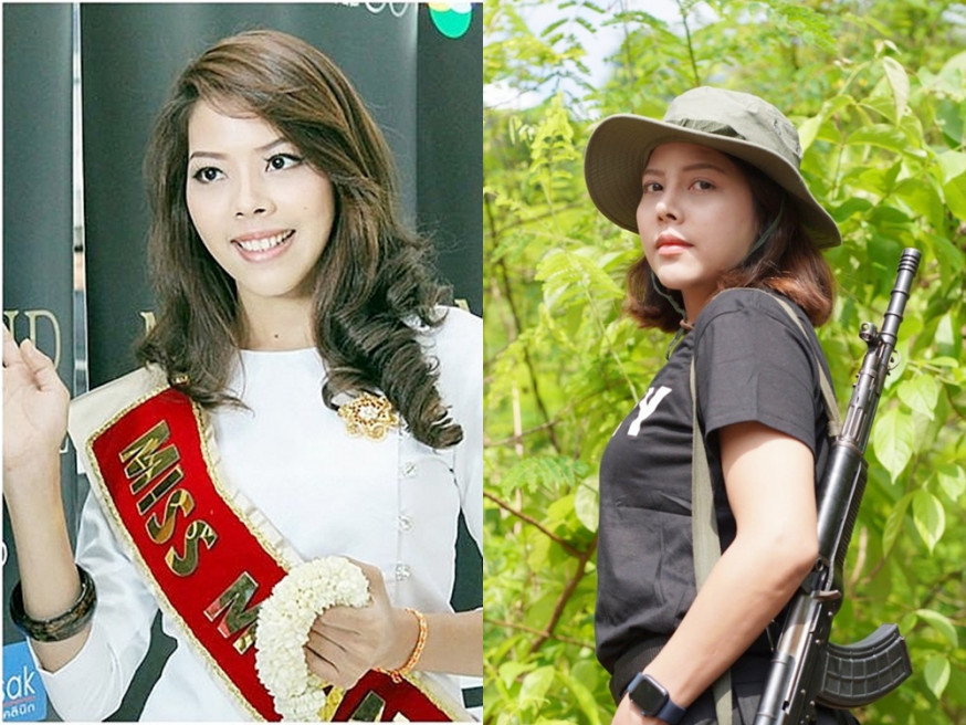 緬甸選美女星赫塔赫特表示加入當地民族反抗組織,武裝對抗緬甸軍政府。網圖