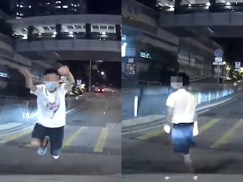 男子撲向私家車,在事敗後轉身離開。影片截圖