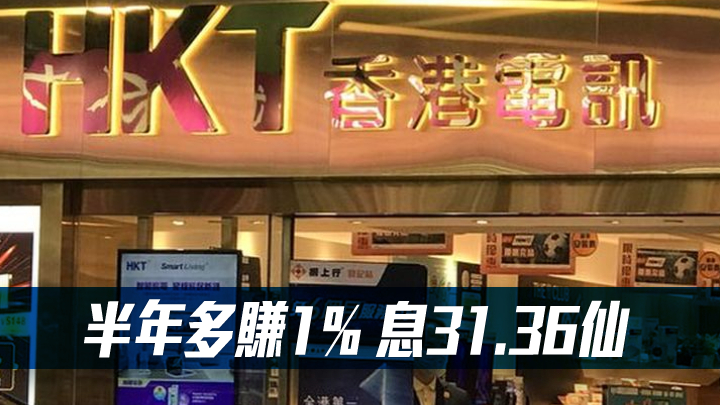 香港電訊6823｜ 半年多賺1%至19.1億元 息31.36仙