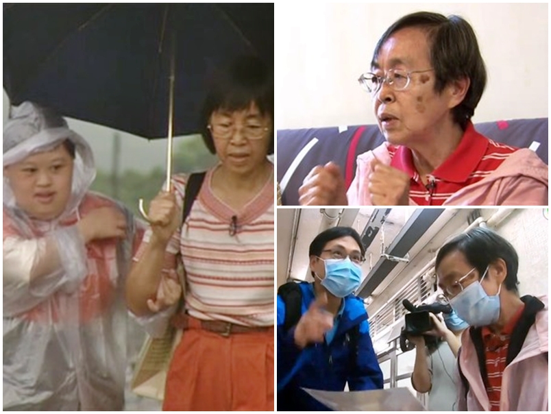 余婉薇(右上)當年為照顧弱智妹妹,放棄美國「綠卡」獨自回港。節目截圖