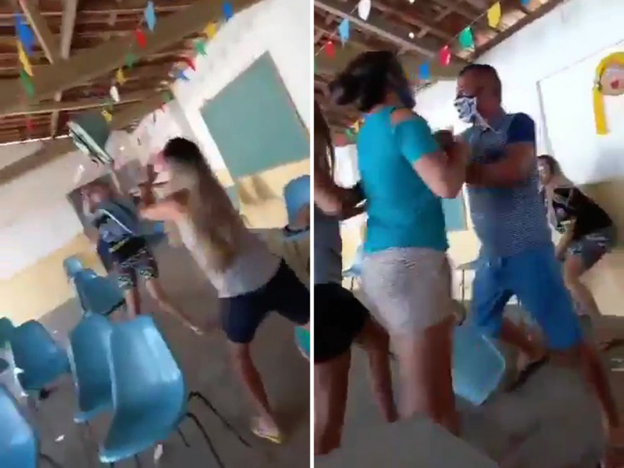 巴西男疑帶小三打針遇正宮,3女1男大亂鬥,兩女狂掟櫈子。