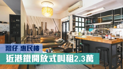 灣仔惠民樓高層B室,實用面積463方呎,叫租23000元。