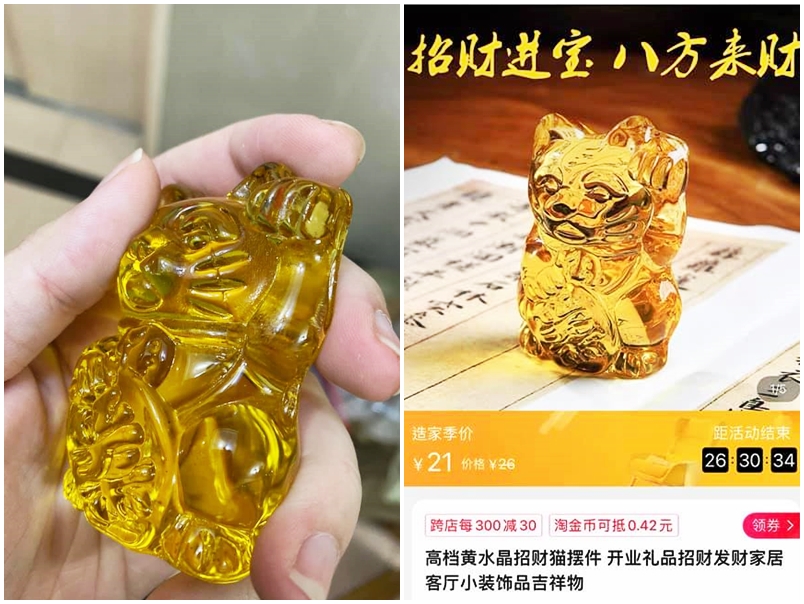 網民網購了一隻水晶貓,卻發現上面有多處瑕疵。「淘寶唔開心share (中伏group)」Facebook圖片