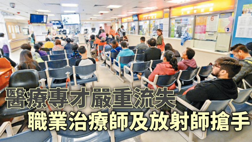 業界指,職業治療師及物理治療師等五類醫療專才流失嚴重,擔心影響服務。