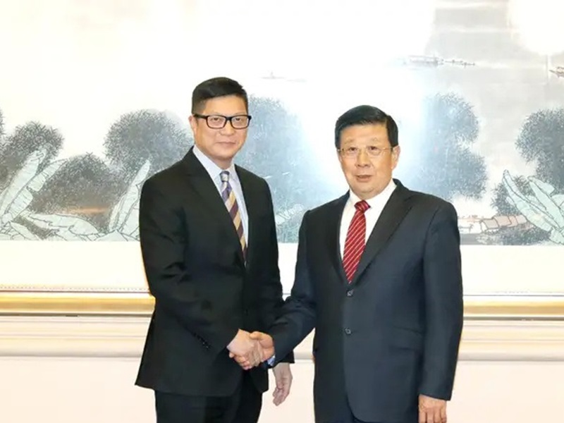 鄧炳強到訪北京,與國務委員兼公安部部長趙克志會晤。網圖