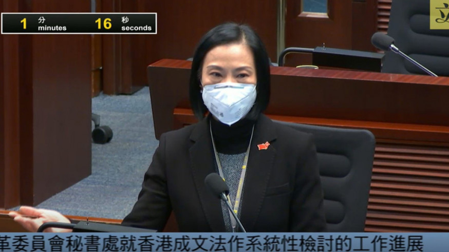 陳曼琪促律政司盡快落實本地法律「去殖民化」。