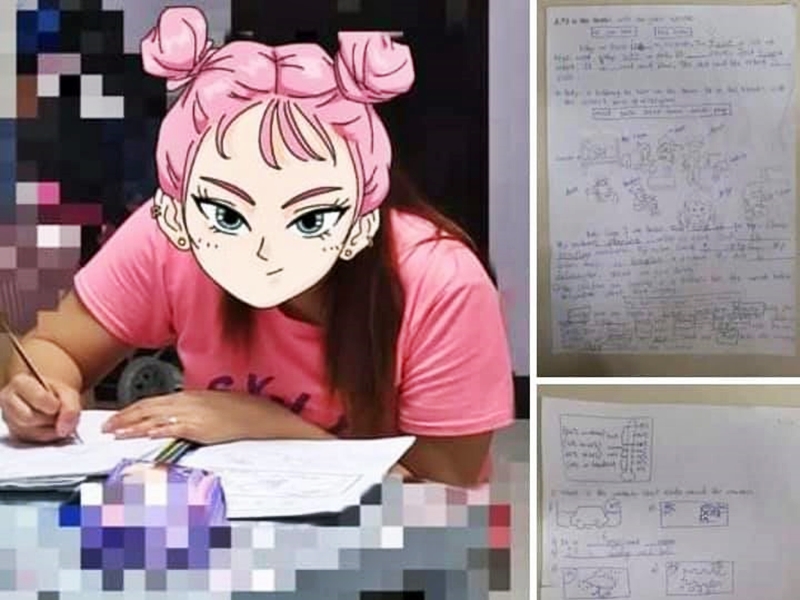 有僱主分享,家中外傭每逢學校考試周,都會親自出卷幫少主溫書。「表揚好姐姐開心分享區」FB圖片