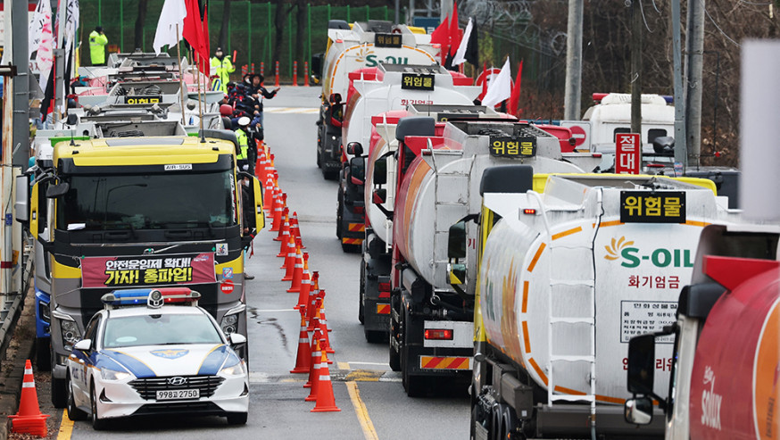 南韓政府貨運工會首次談判破裂。路透圖片