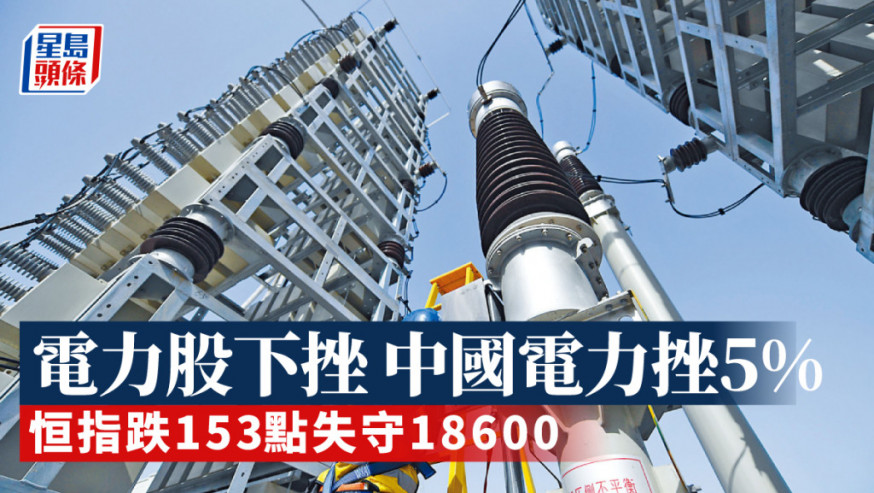 港股市況|恒指跌153點失守18600 電力股下挫 中國電力挫5%(持續更新)