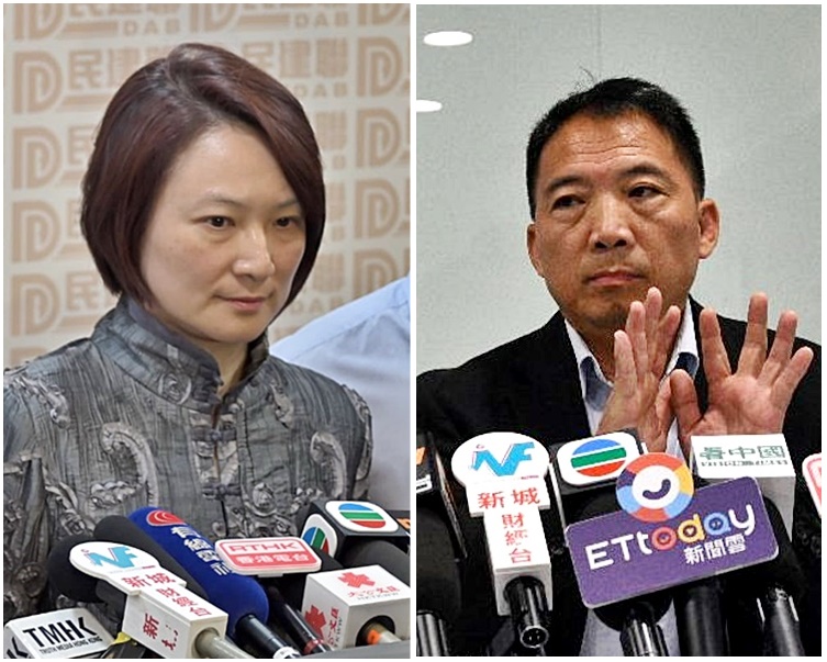 民建聯主席李慧琼(左)及民主黨主席胡志偉(右)。