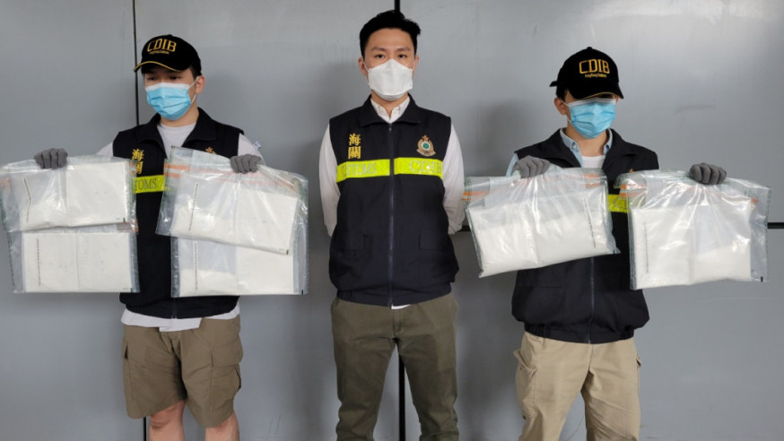海關在香港機場檢出3公斤可卡因毒品。