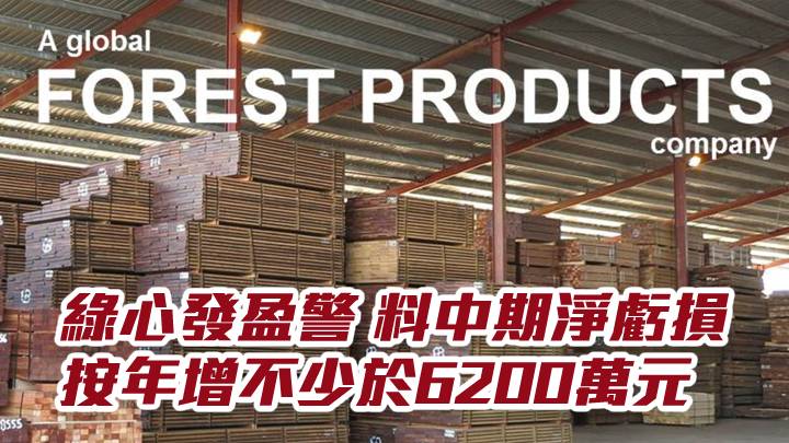 綠心集團094|盈警 料中期淨虧損按年增不少於6200萬元