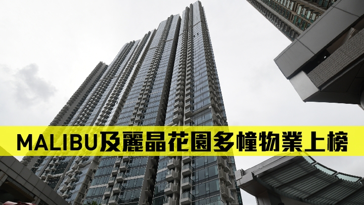 MALIBU及麗晶花園多幢物業上榜。