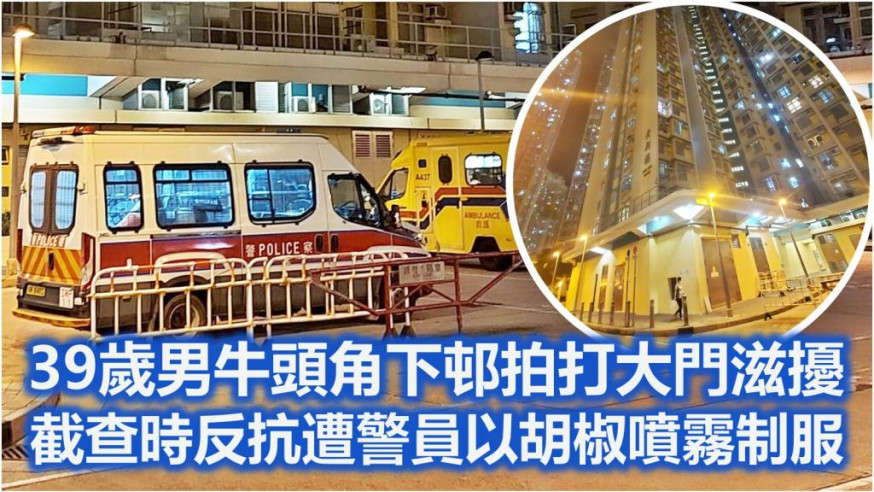 中年漢牛下邨拍打大門滋擾女住戶 警噴椒制服
