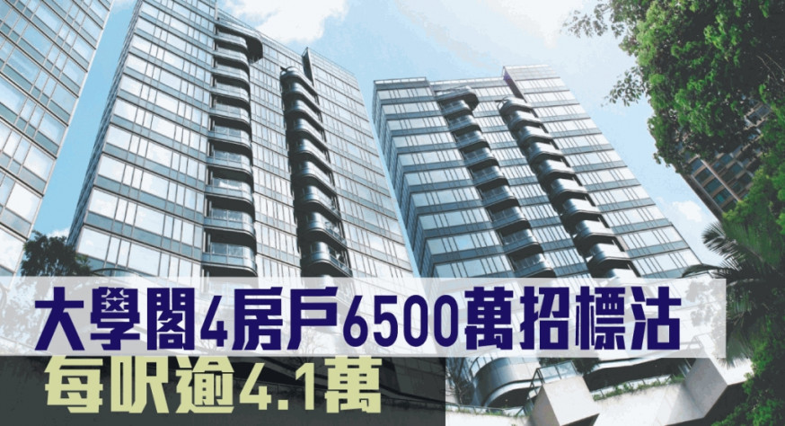 大學閣4房6500萬招標沽。