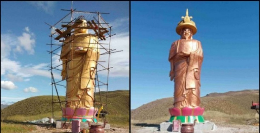 河北有大佛被整容成康熙帝。網上圖片