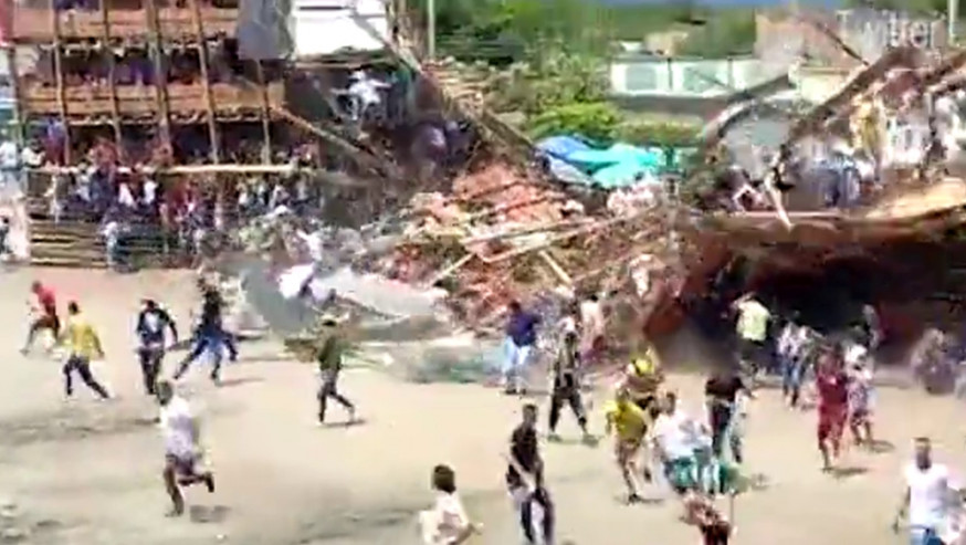 哥倫比亞鬥牛場看台倒塌，至少4死數百傷。