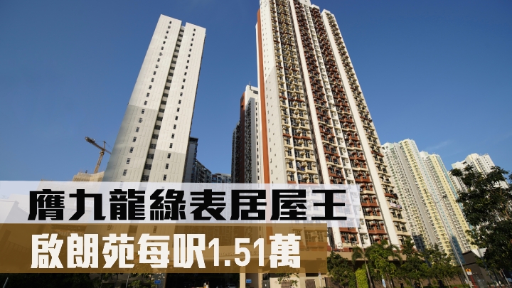 啟朗苑每呎1.51萬 膺九龍綠表居屋王。