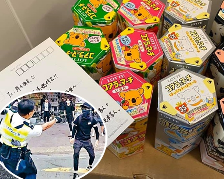 陳志全形容有關熊仔餅「幾個月都食唔晒」。陳志全fb圖片(小圖為事發一刻,岳品新聞相片)