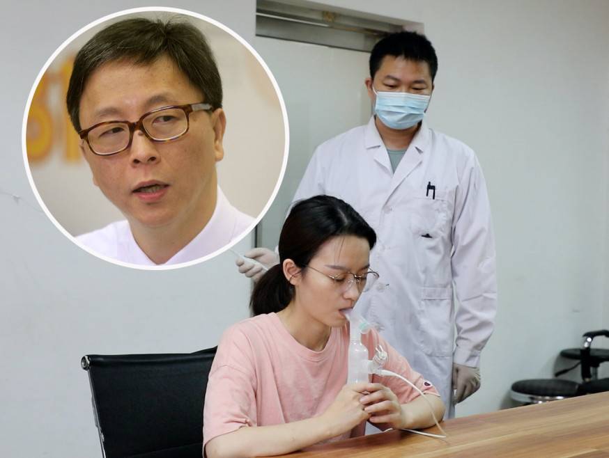 內地研發霧化吸入式新冠疫苗,何栢良說,對阻斷傳播有幫助。 央視圖及資料圖片