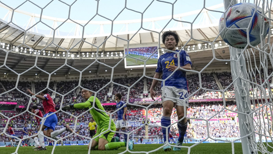 日本0:1不敵哥斯達黎加，兩隊賽後同得三分。AP
