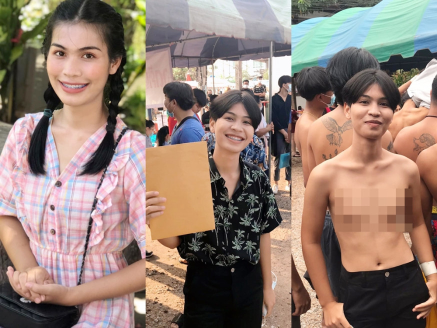 變性成女兒身的青年,為圓當年的抽兵役的夢想。Phinchanida ChumphalaiFB圖片