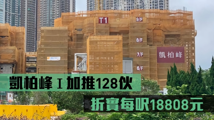 凱柏峰Ⅰ加推128伙,折實平均呎價18808元。