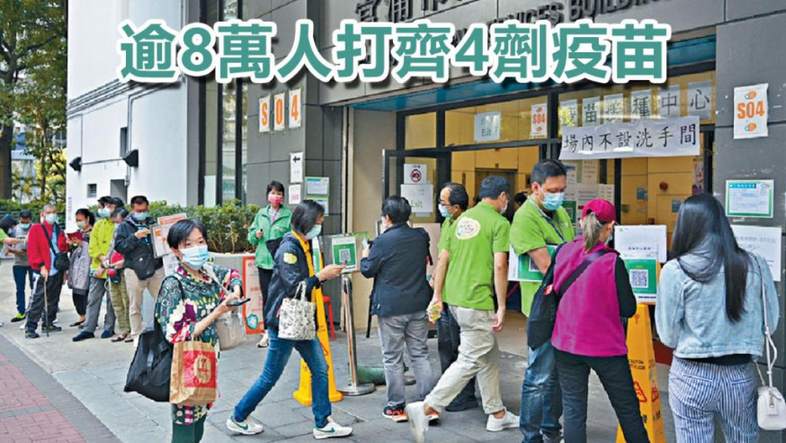 逾8萬人打齊4劑疫苗。資料圖片