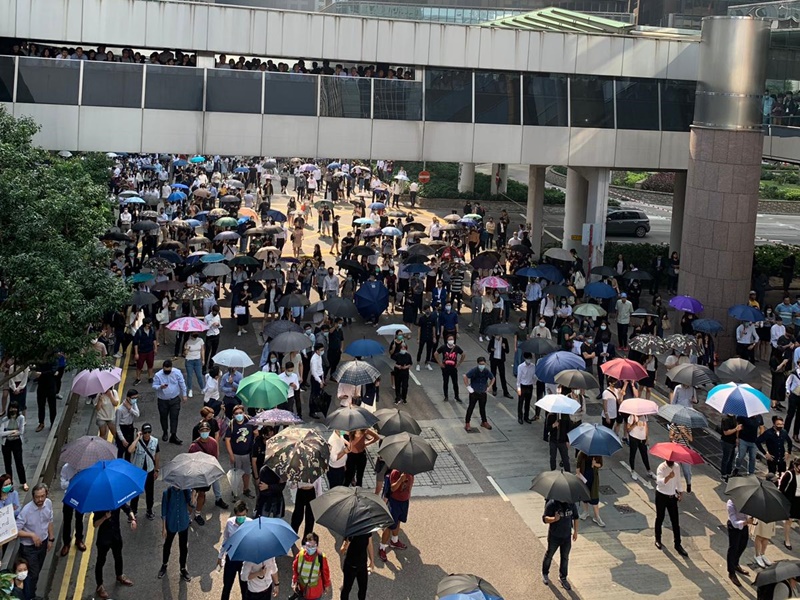 示威者中環集會。