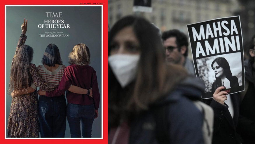 伊朗女性掀起頭巾革命,獲選《時代》雜誌「年度英雄」。AP