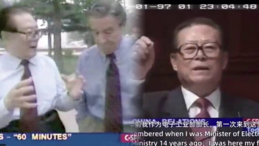 江澤民不時主動使用英文,為人樂道。CBS截圖