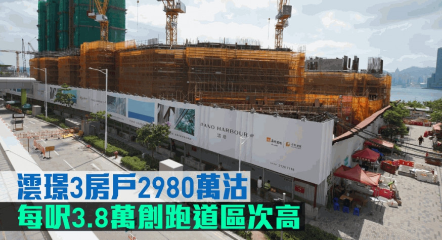 澐璟3房戶2980萬沽,每呎3.8萬創跑道區次高。