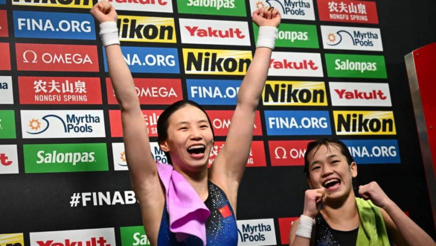 陳芋汐(左)、全紅嬋今屆均贏得兩金。FINA官網圖片