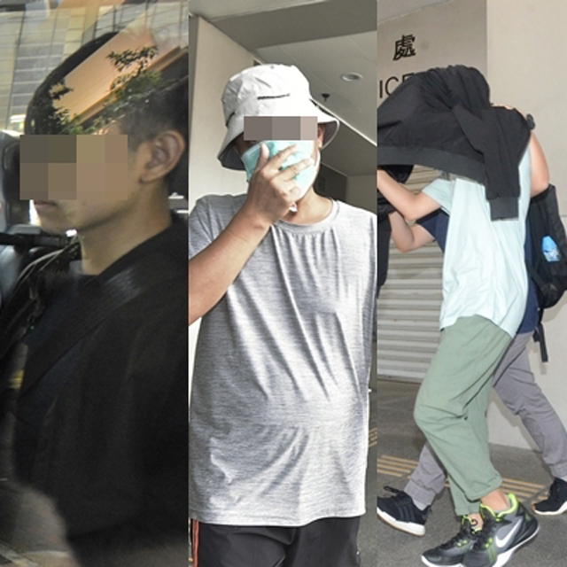 左起:被告李文謙;被告龔志遠;被告梁柏添。 資料圖片
