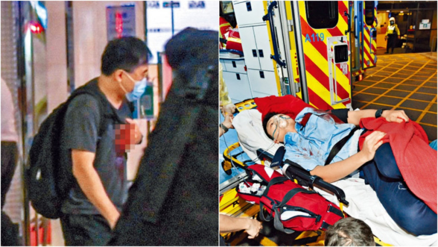 一名警員在銅鑼灣崇光百貨外執勤期間,被男子梁健輝用刀刺背,男子隨即自插心臟,經搶救後不治。 資料圖片